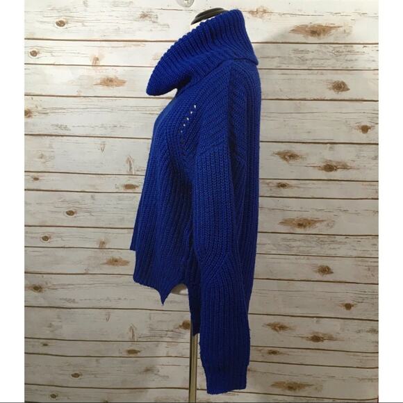 Ten Sixty Sherman Chunky Knit Cowl Neck Sweater - Blue - Medium - Picture 9 of 13
